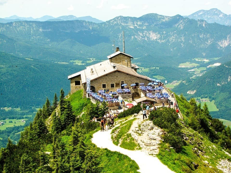 The Kehlsteinhaus is a Third Reich-era building erected atop the summit of the Kehlstein, a rocky outcrop that rises above the Obersalzberg near the town of Berchtesgaden