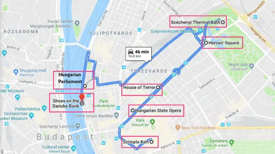 Budapest three day itinerary map